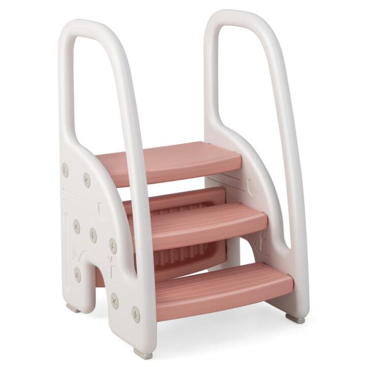 Hivvago 3-Step Stool with Safety Handles and Non-slip Pedals for Toddlers