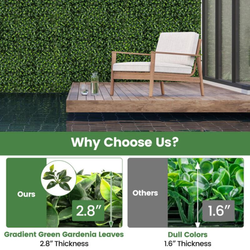 Hivvago 12 Pieces 20 x 20 Inch Artificial Topiary Gardenia Shrub Grass Panels
