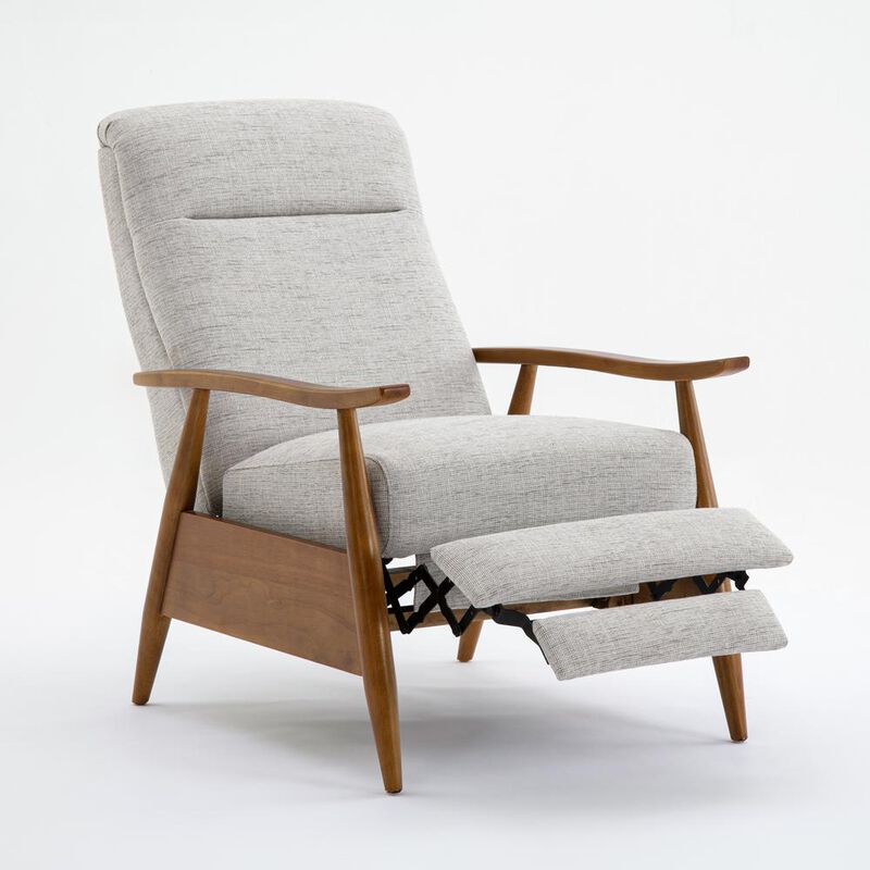 Comfort Pointe Terni Wood Arm Push Back Recliner in Performance Fabric - Sea Oat