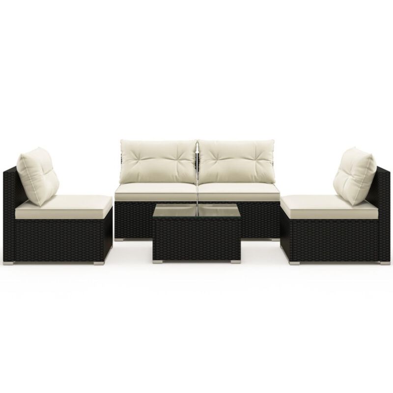 Hivvago 5 Pieces Outdoor Patio Furniture Set with Cushions and Coffee Table