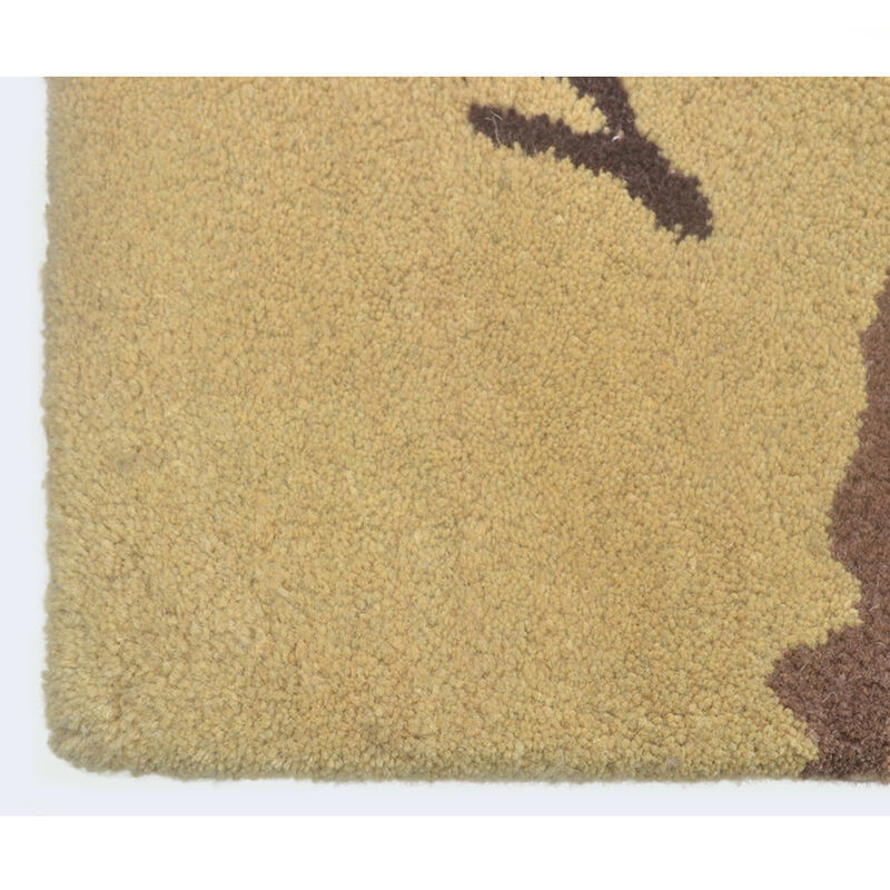 RUGSOTIC CARPETS HAND TUFTED WOOL ECO-FRIENDLY AREA RUGS - 2'6''x10', Runner Shape, Brown & Gold, Abstract Modern Design, High Pile Handmade Anti Skid Area Rugs for Living Room, Bed Room (K00308)