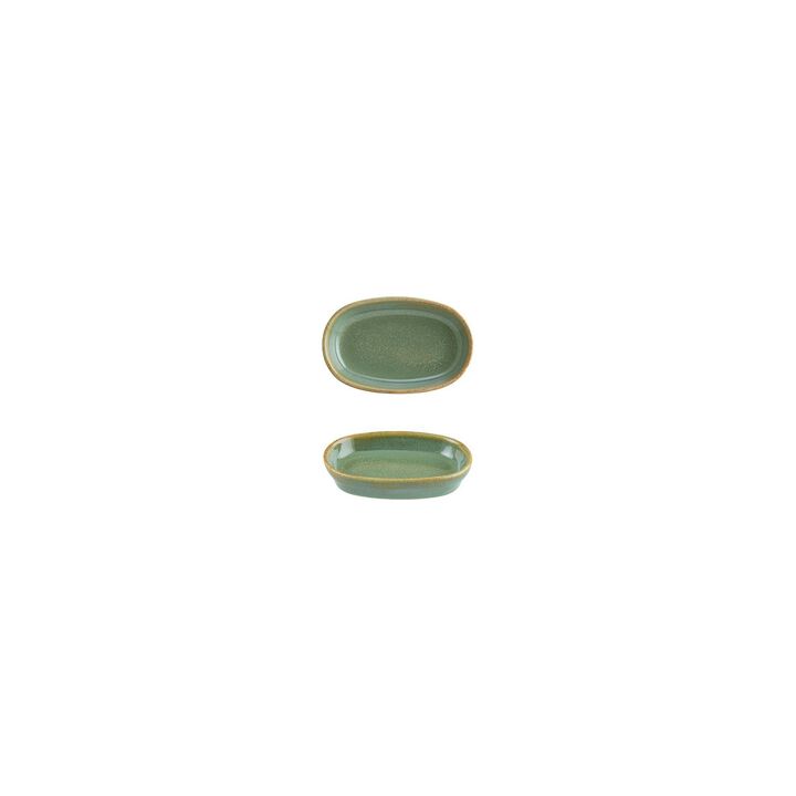 Sage 4" x 2.5" x h:0.75" Oval Green Porcelain Platter (Set of 4)