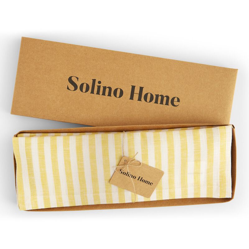 Solino Home 100% Pure Linen 14 x 19 Inch Placemats Set of 4 | Amalfi Stripe