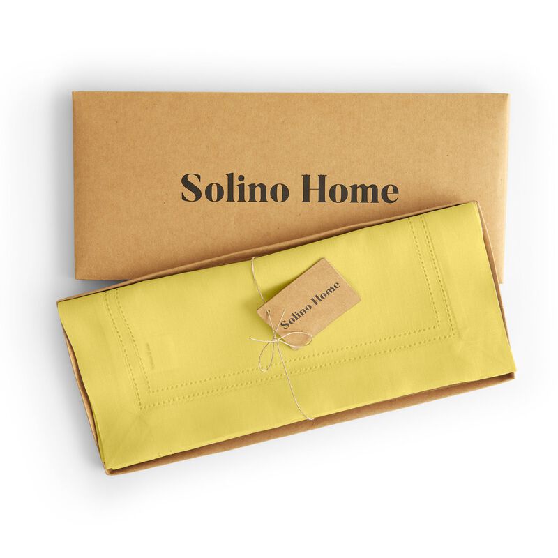 Solino Home 100% Pure Linen Table Runner | Linen Double Hemstitch
