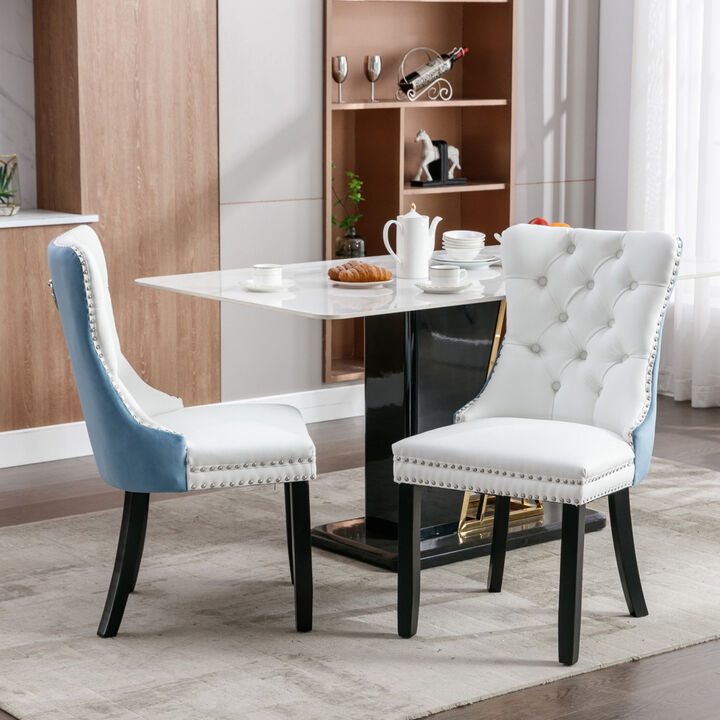High-end Contemporary Dining Chair Set, White+Light Blue