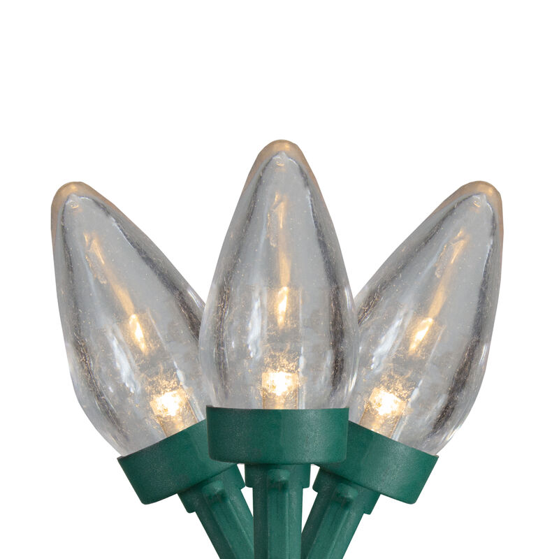50 Count Warm White LED C7 Christmas Lights  20.25 ft Green Wire