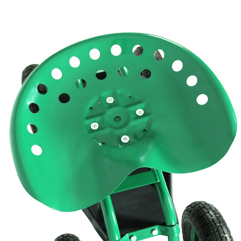 Sunnydaze Steel Rolling Garden Cart with Swivel Steering/Tray