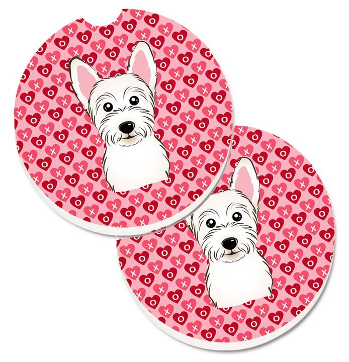 Caroline's Treasures Westie Hearts Set of 2 Cup Holder Car Coasters, 2.56, Multicolor