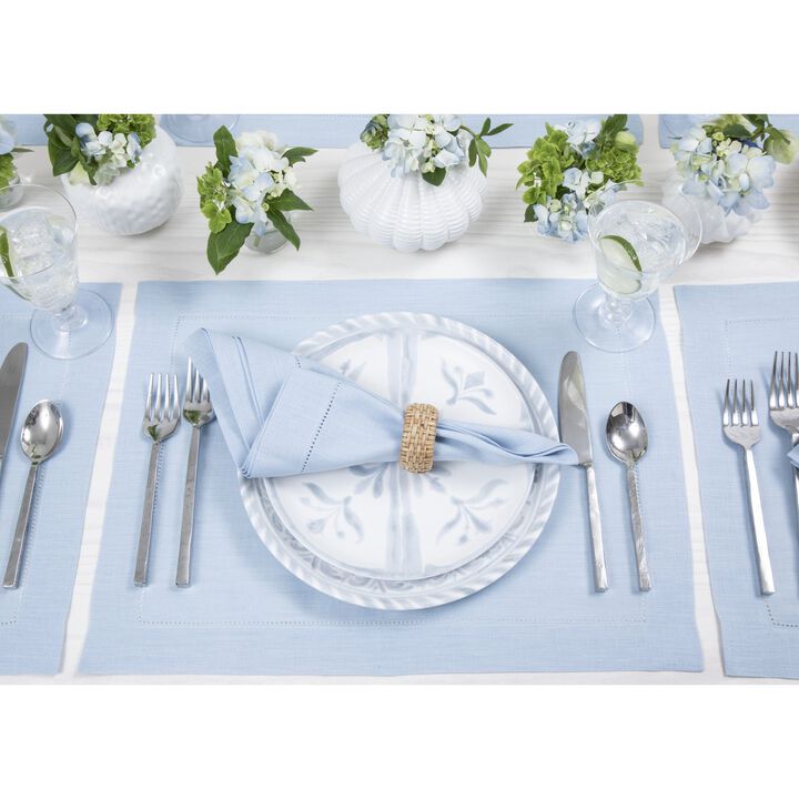 Solino Home 100% Pure Linen Dinner Napkins 20 x 20 Inch Set of 4 | Classic Hemstitch
