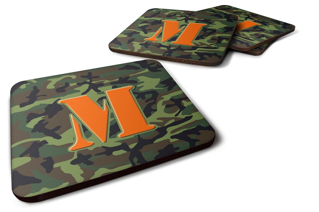 Caroline's Treasures CJ1030-MFC Monogram-Camo Green Foam Coasters (Set of 4), Initial Letter M, 3.5 H x 3.5 W, Multicolor