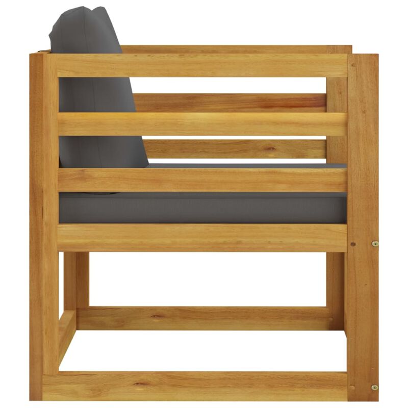 vidaXL Garden Chair with Dark Gray Cushions Solid Acacia Wood