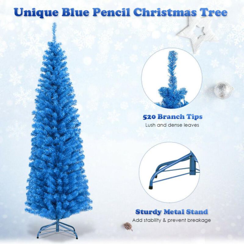 Hivvago 6 Feet Unlit Artificial Christmas Halloween Pencil Tree with Metal Stand
