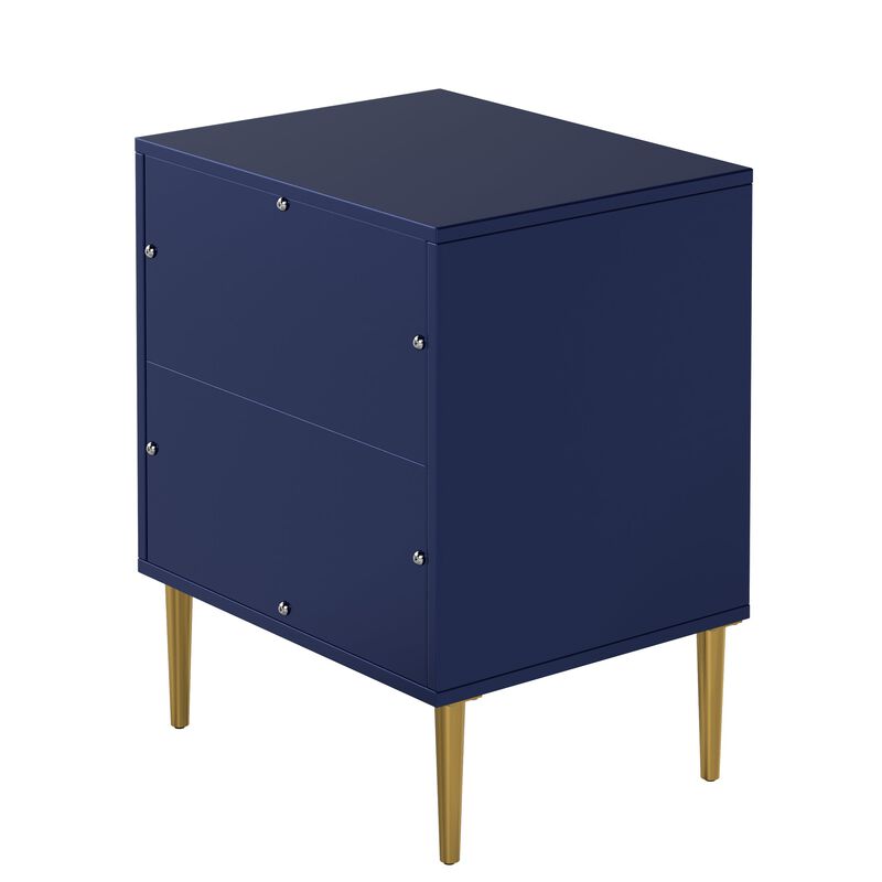 Green 2-Drawer Wood Nightstand with Tapered Support Legs