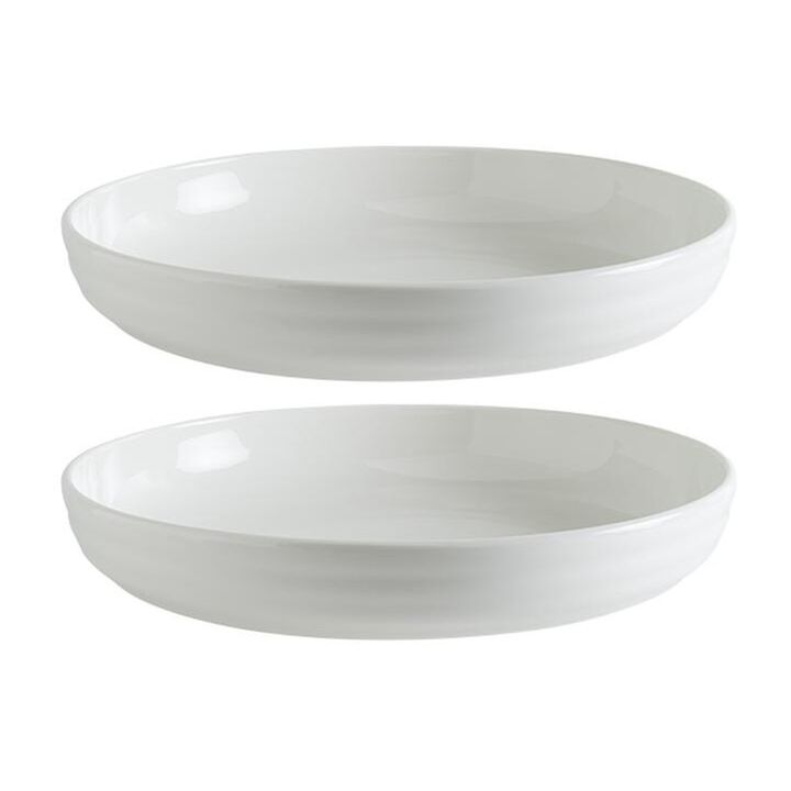 Pott dia.7.25" h:1.75" 22 oz. Round Warm White Porcelain Bowl (Set of 2)