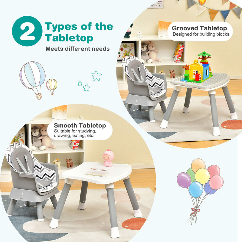 6-in-1 Convertible Baby High Chair with Adjustable Removable Tray