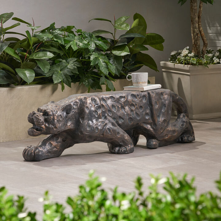 Exquisite Leopard Bench Antique Copper Oasis for Your Patio