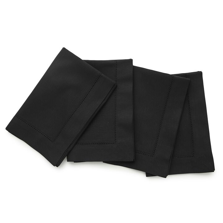 Solino Home Cotton Linen Hemstitch Dinner Napkins 20 x 20 Inch Set of 4