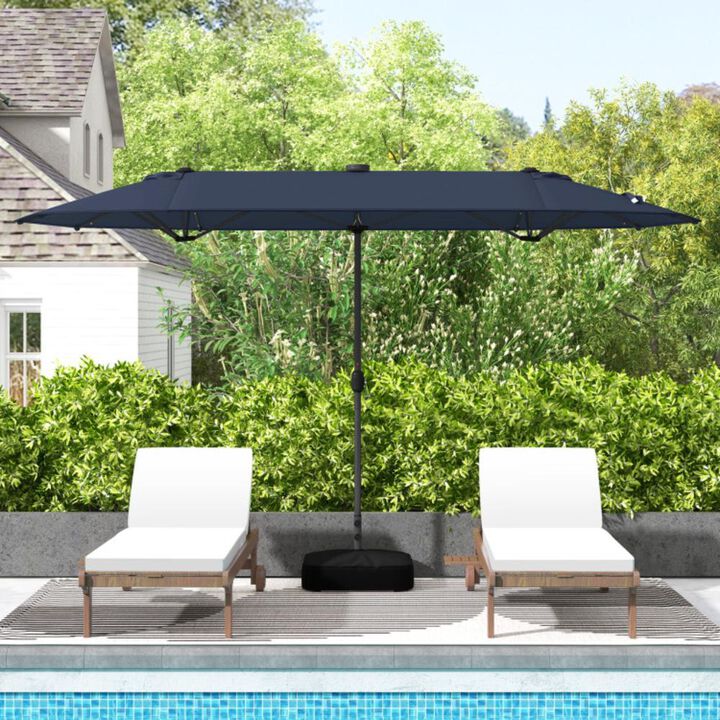 Hivvago 13FT Double-sided Patio Umbrella with Solar Lights for Garden Pool Backyard