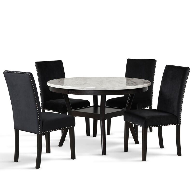 New Classic Furniture Furniture Celeste Faux Marble & Wood Dining Table in Espresso