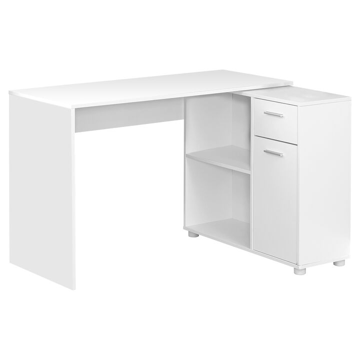 Monarch Specialties I 7350 Computer Desk, Home Office, Corner, Storage Drawers, 46"L, L Shape, Work, Laptop, Laminate, White, Contemporary, Modern