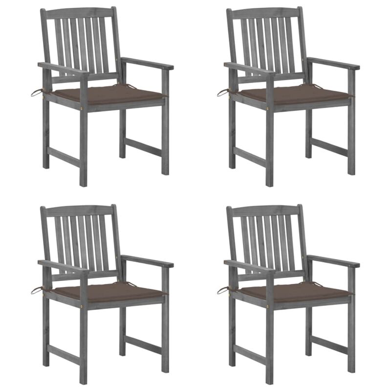 vidaXL Director's Chairs with Cushions 4 pcs Gray Solid Acacia Wood