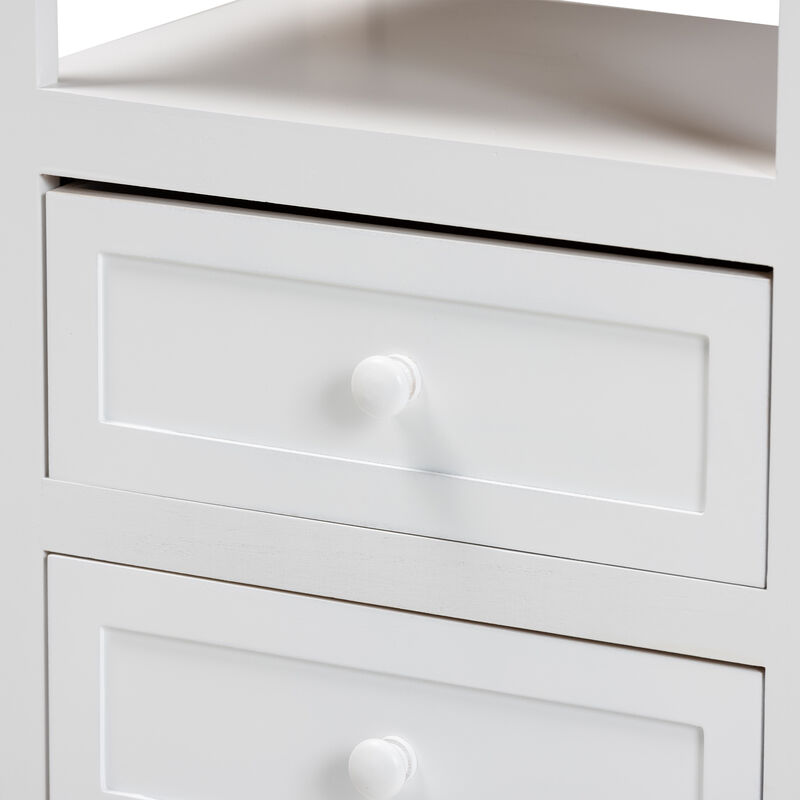 Baxton Studio Karsen Modern and Contemporary White Finished Wood 2 Drawer End Table