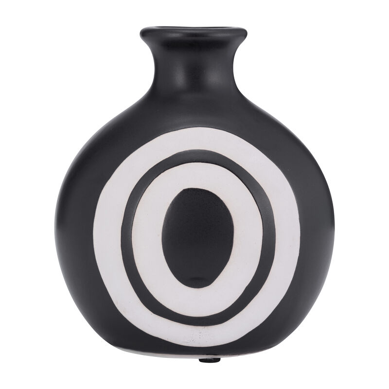 7" Abstract Vase, Black