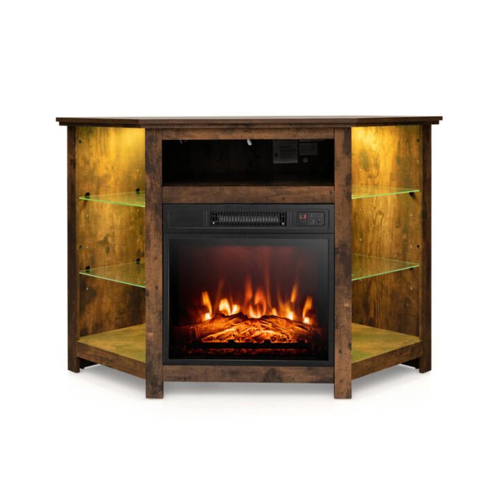 Hivvago Fireplace Corner TV Stand with LED Lights and Smart APP Control for 50 Inches TV