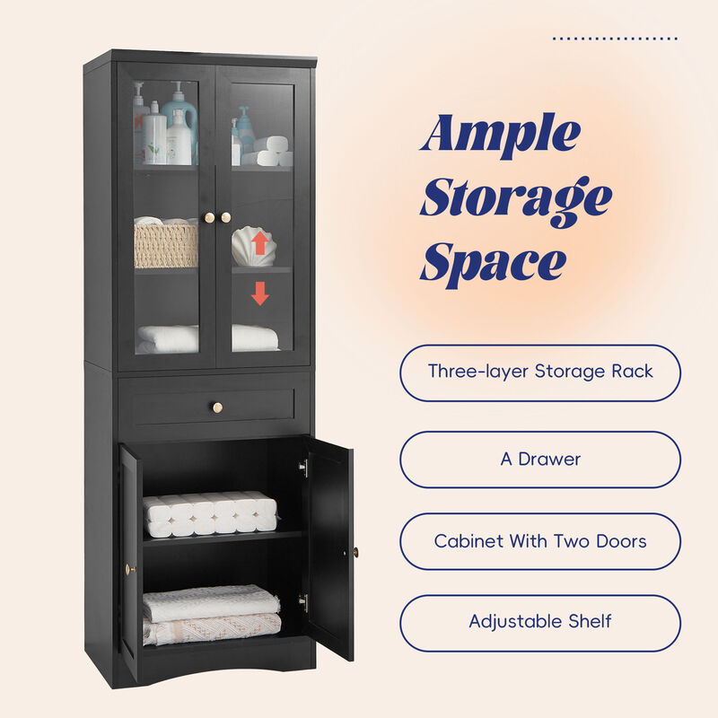 Merax Bathroom Storage Cabinet with 4 Doors