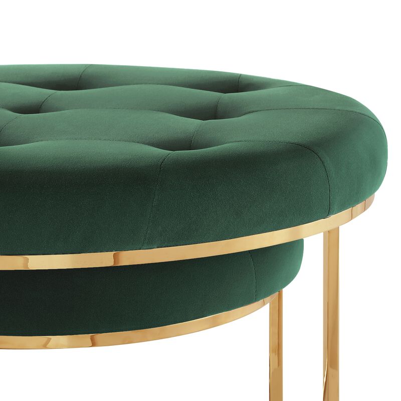 Nicole Miller Jairo Leather PU/Velvet Nesting Ottoman (Set of 2)
