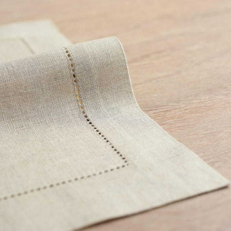 Solino Home 100% Pure Linen Placemats Set of 4 - 14 x 19 Inch | Classic Hemstitch