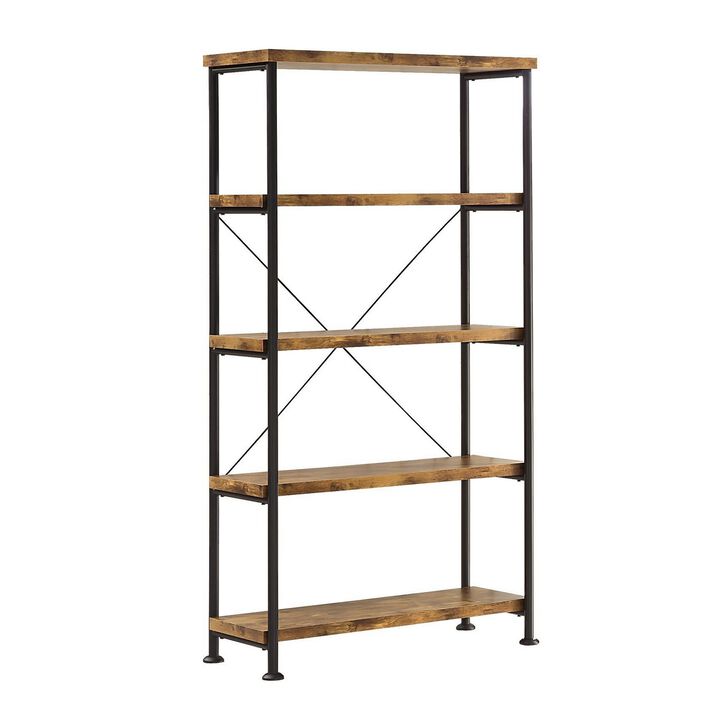 Rustically designed Bookcase With 4 Open Shelves-Benzara