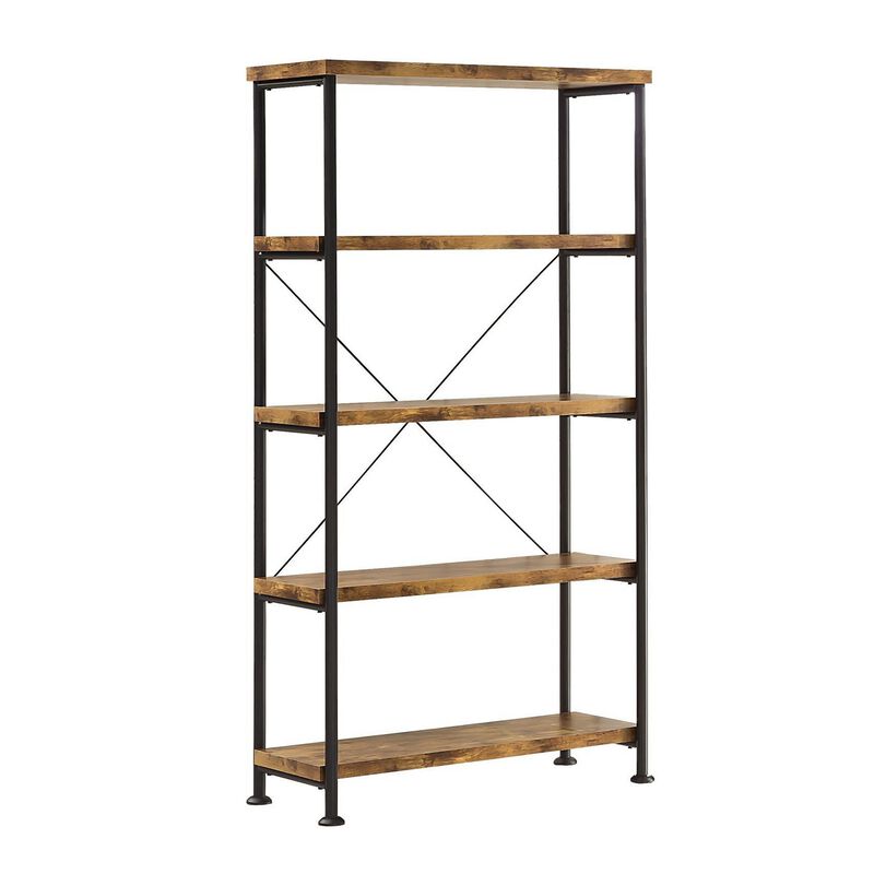 Rustically designed Bookcase With 4 Open Shelves-Benzara
