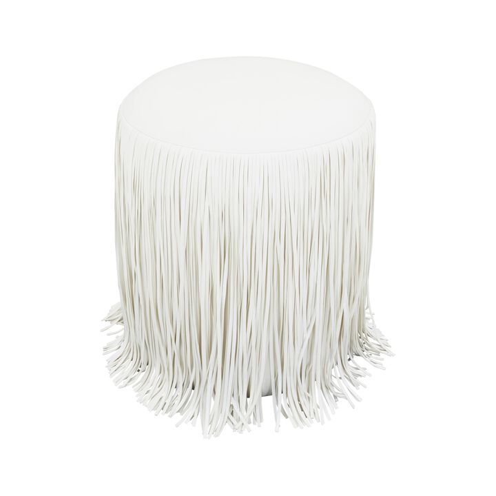 Shag Me Ivory Performance Vegan Leather Ottoman