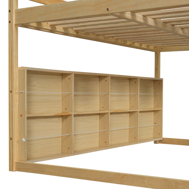 Merax Wooden House-shaped Frame Loft Bed  with a Tent