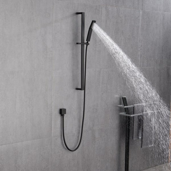 Wall-Mounted Handheld Shower with Slide Bar, Water-Efficient Shower Head with Hose