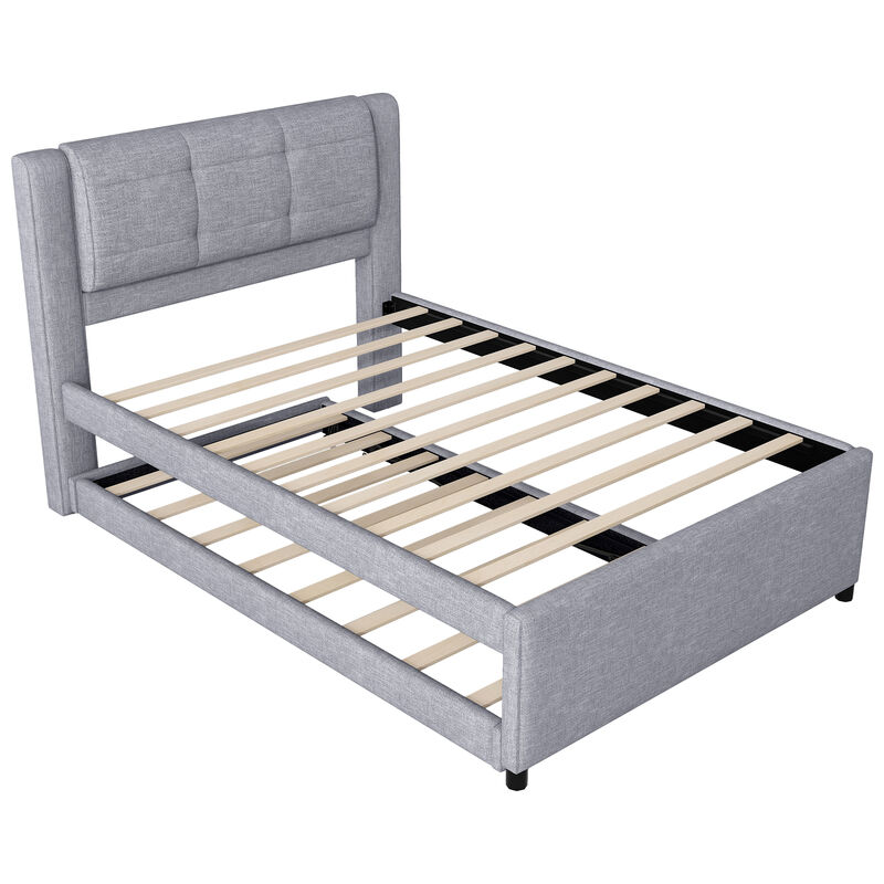 Merax Upholstery Platform Bed with Trundle