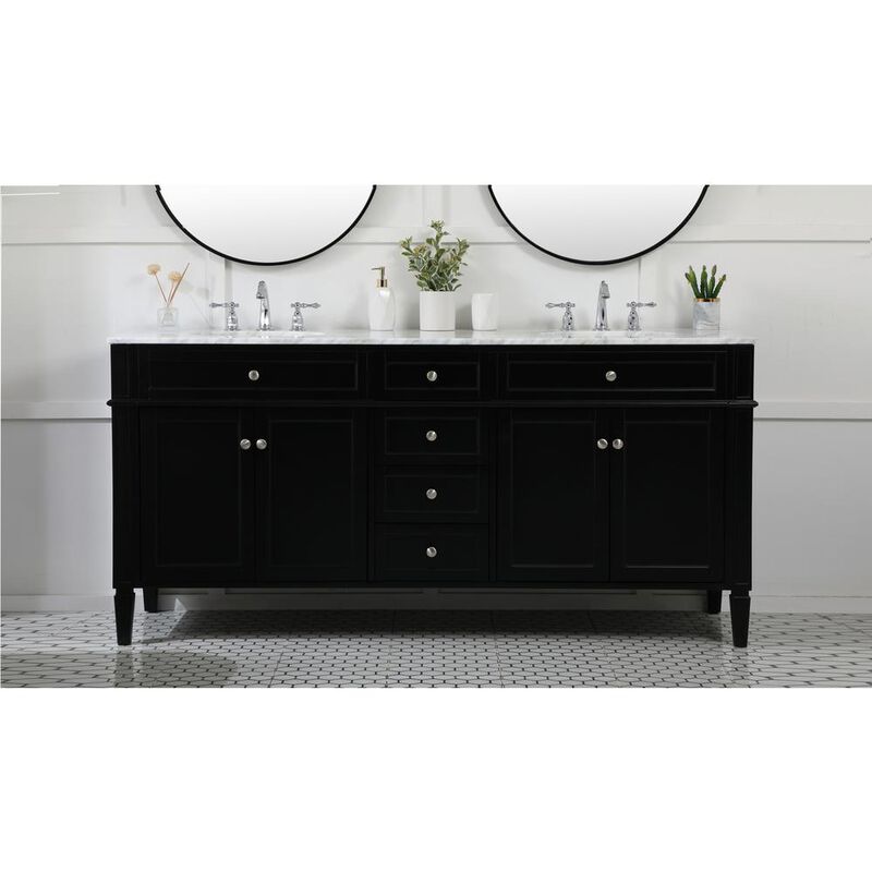 Elegant Kitchen and Bath 72 inch double bathroom vanity in black