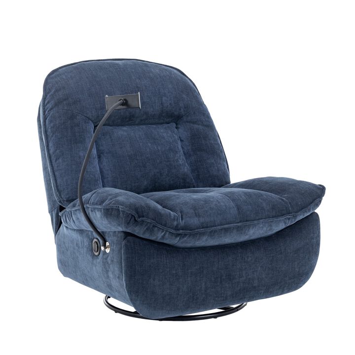 Lake Green Chenille Fabric Swivel Recliner with Mobile Phone Bracket