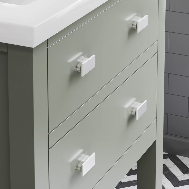 Viola 24 In. Integrated Ceramic Sink Top Vanity in Glacial Green