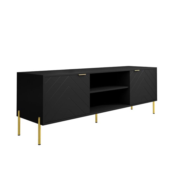 Unique Herringbone Design Multifunctional TV Stand With LED Light