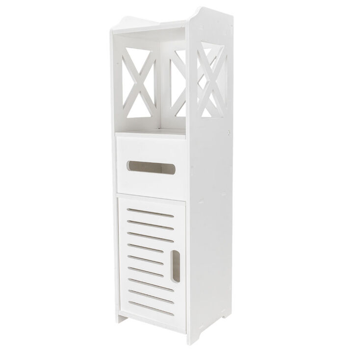 Waterproof Single Door Bathroom Cabinet Wall-Mounted 2-Tier Storage Organizer