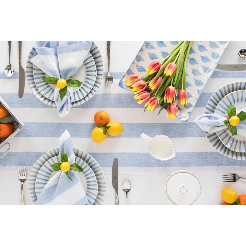 Solino Home 100% Pure Linen Table Runner | Cabana Stripe for Thanksgiving, Christmas