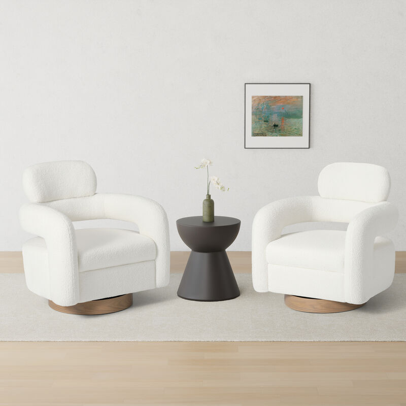 WestinTrends Mid-Century Modern Sherpa Swivel Barrel Accent Chair (Set of 2)