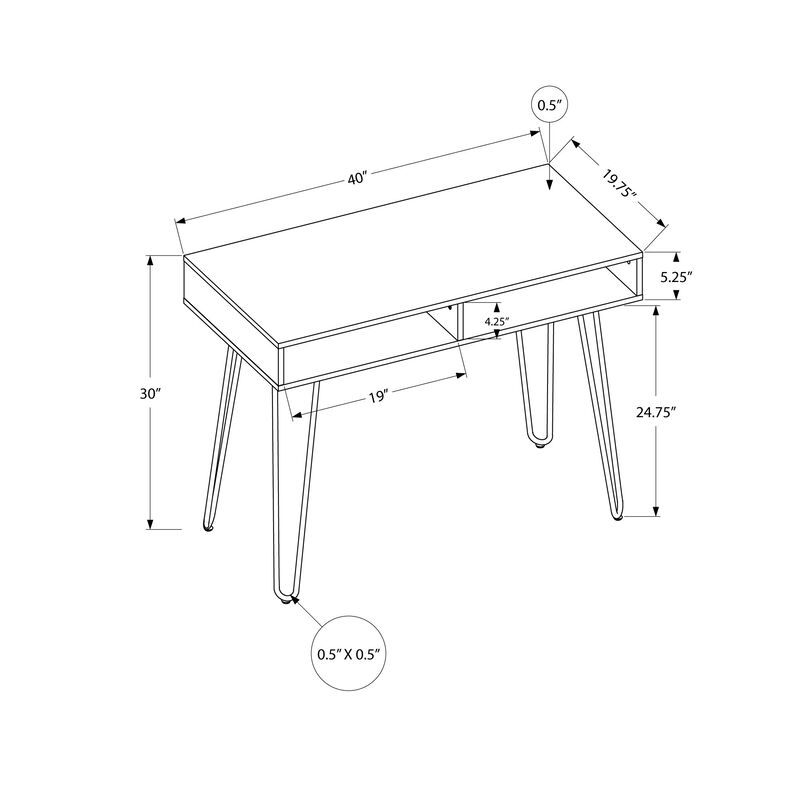 Monarch Specialties I 7773 Computer Desk, Home Office, Laptop, Left, Right Set-up, Storage Drawers, 40"L, Work, Metal, Laminate, Grey, Black, Contemporary, Modern