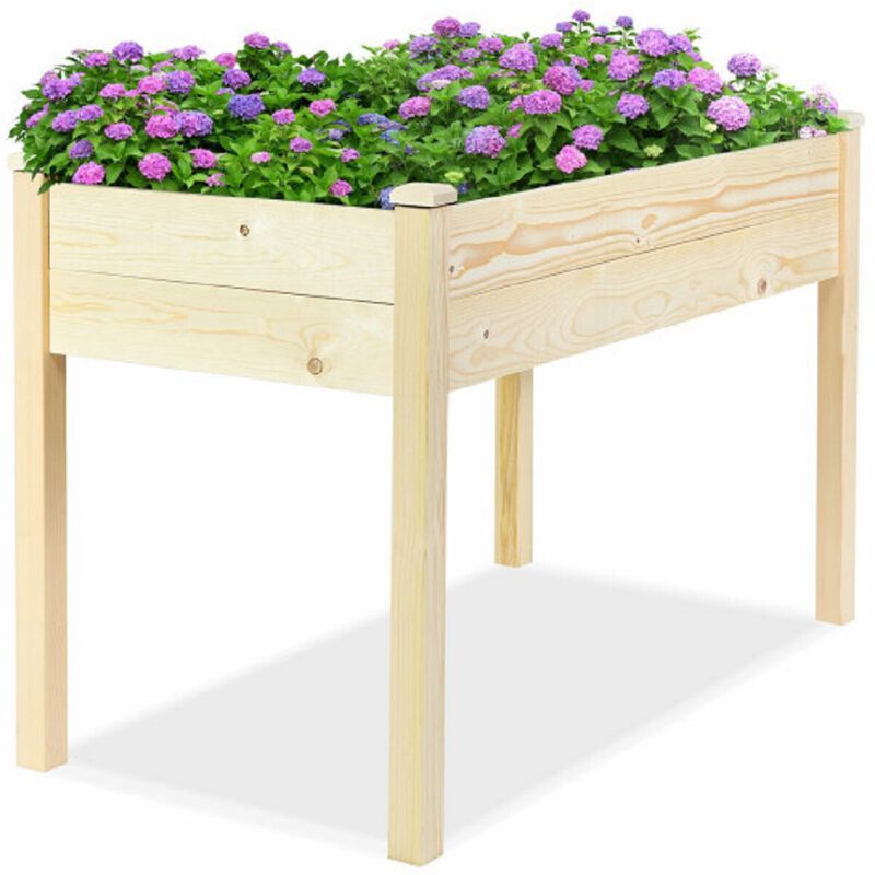 Raised Flowers Vegetables Garden Wooden Planter Box