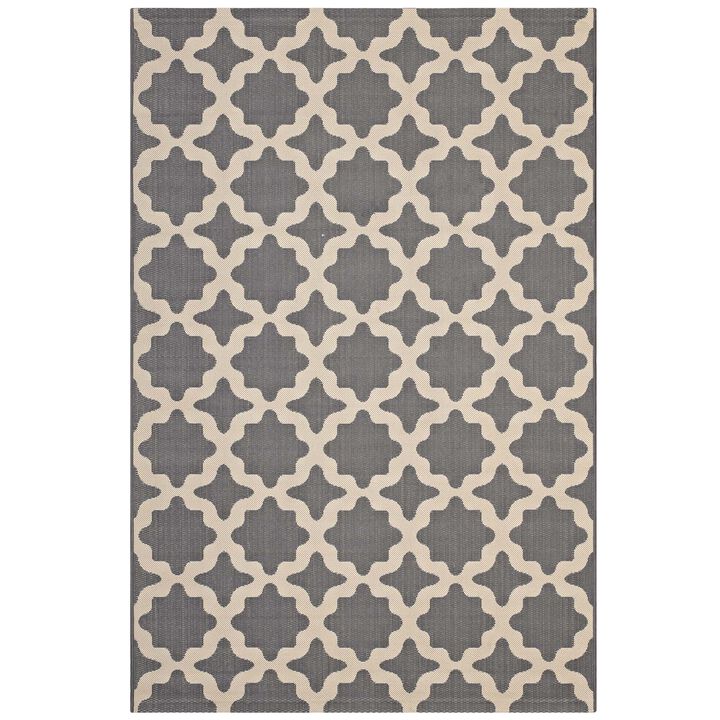 Cerelia Moroccan Trellis 5x8 Indoor and Outdoor Area Rug - Gray and Beige
