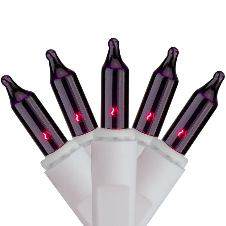 Set of 100 Purple Mini Icicle Christmas Lights - 7.8ft White Wire