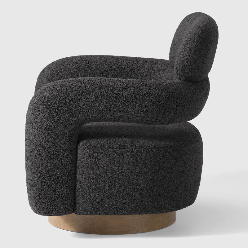 WestinTrends Mid-Century Modern Sherpa Swivel Barrel Accent Chair