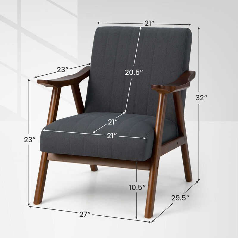 Modern Accent Chair Leisure Armchair with Felt Pads-Grey